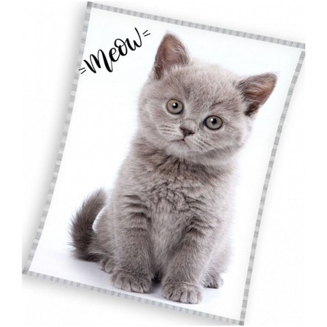 Detská fleecová deka Šedé Mačiatko