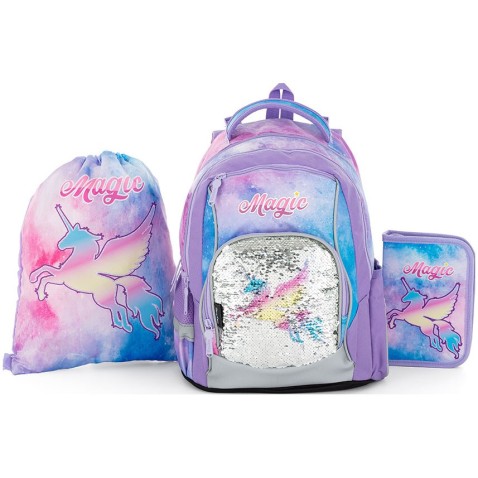 Ruksak do školy OXY GO Unicorn 3dielny set