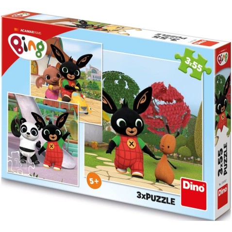 Puzzle 3v1 Zajačik Bing/Bing sa hrá 3x55dielikov