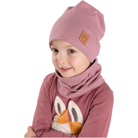 Čiapka a nákrčník Bettymode MELÍR RUŽOVÁ