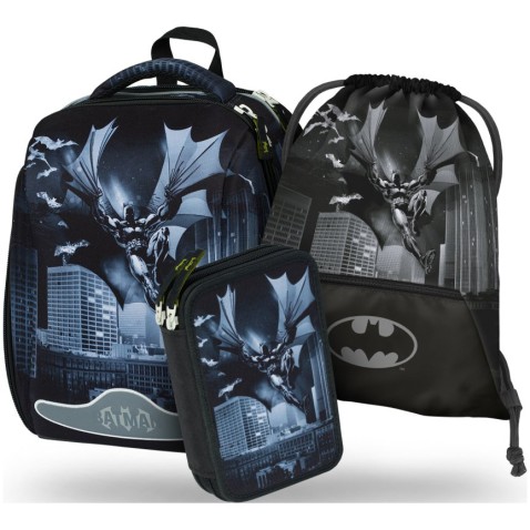 BAAGL Školský set Shelly Batman Dark City ruksak + peračník + vak na chrbát