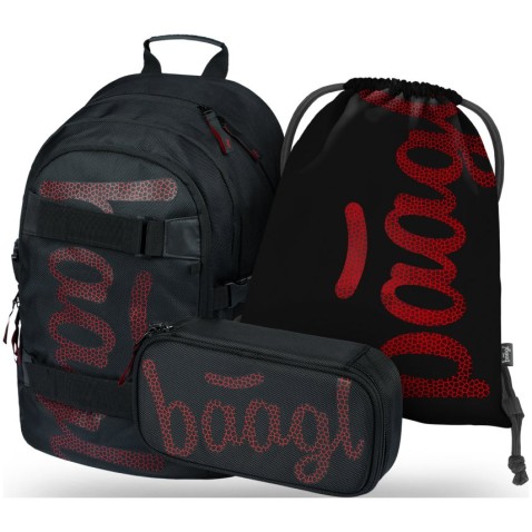 BAAGL SET 3 Skate Red: batoh, peračník, vrecko