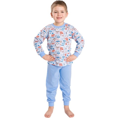 Detské pyžamo Bettymode AUTA V MESTE dlhý rukáv