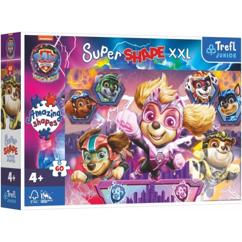 Puzzle Šťastní psi 60 XXL Super Shape Labková patrola/Paw Patrol