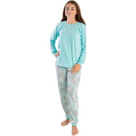 Dievčenské pyžamo Bettymode LESS IS MORE dlhý rukáv modré