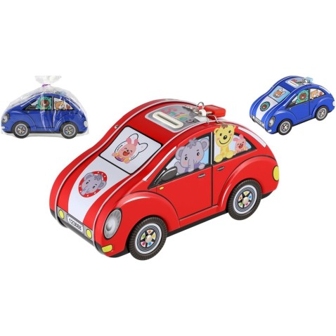 Pokladnička auto plechová so zámkom 2 farby