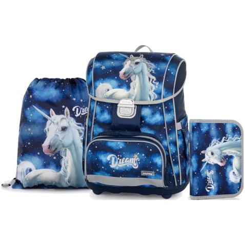 Školská taška pre dievčatá Oxybag PREMIUM Unicorn 1 3dielny set