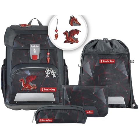 Školská taška pre prváka Step by Step CLOUD - 5dílný set Dragon Drako