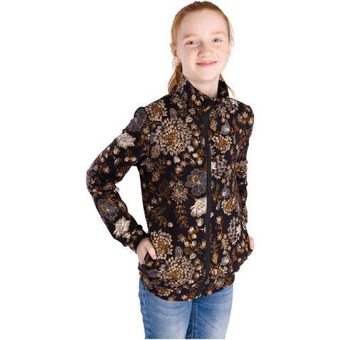 Mikina pre dievčatá Bettymode čierná bronz vyšívaný kvet