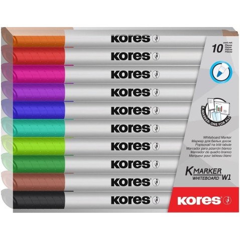 Značkovač KORES Whiteboard tenký sada 10 farieb