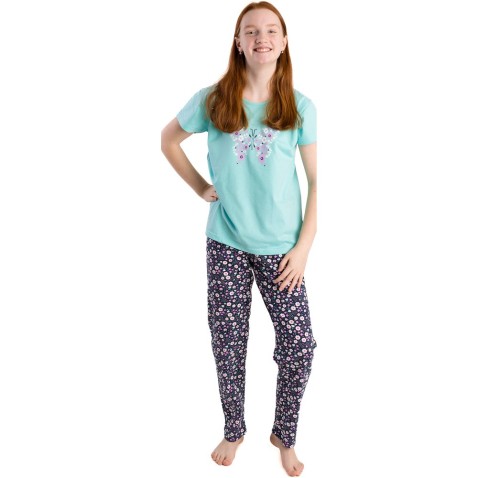 Dievčenské pyžamo Bettymode KVETINOVÝ MOTÝĽ krátky rukáv