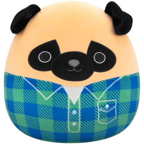SQUISHMALLOWS 30 cm Mops vo flanelovej košeli - Prince