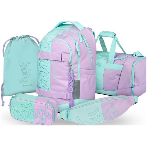 SET školský ruksak Baagl Skate max Sweet: batoh. peračník, vrecko, športová taška, ľadvinka