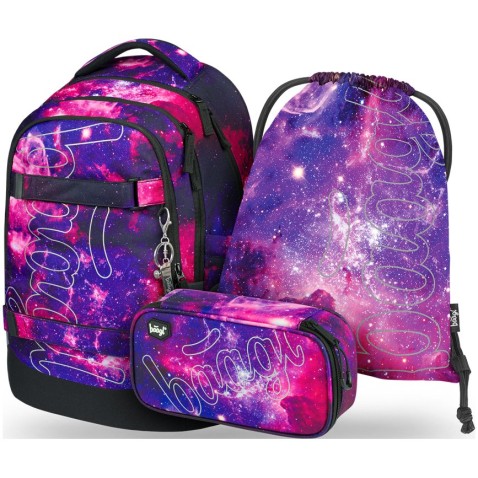 Školský batoh pre 2. stupeň Baagl Skate max Galaxy: SET batoh, peračník, vrecko