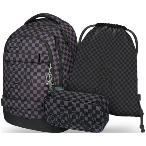 Školský batoh pre 2. stupeň Baagl Skate max SKA šedá: SET batoh, peračník, vrecko