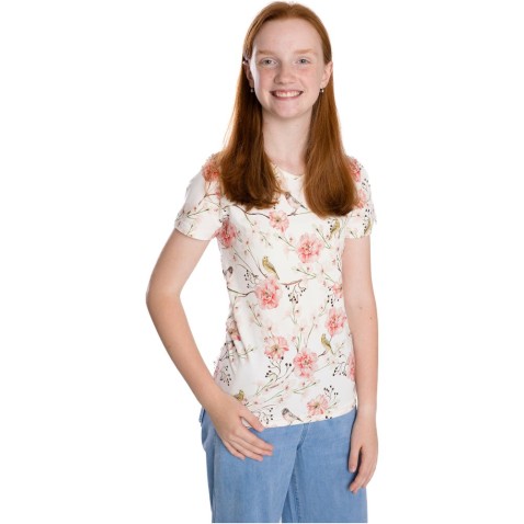 Dievčenské tričko Bettymode VTÁČKY krátky rukáv