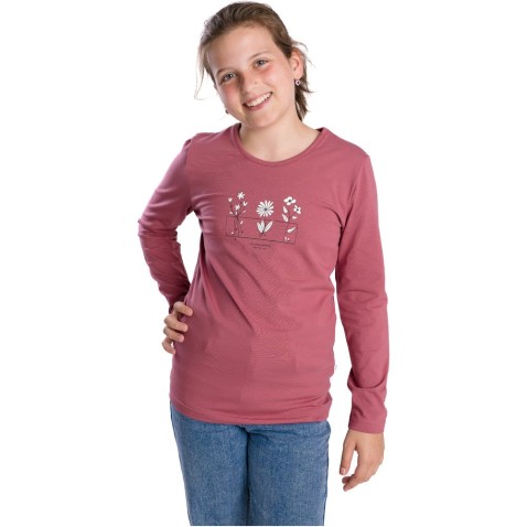 Dievčenské tričko Bettymode FLOWERS OLD PINK dlhý rukáv