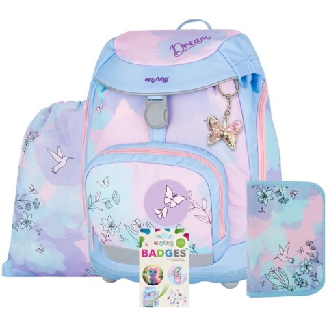 Školská taška pre prvákov OXY Sherpy Kolibrík, 4dielny set