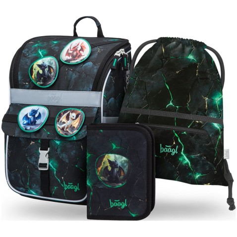 Školská taška pre prváka Baagl Zippy Draci set