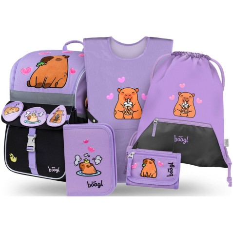 Školská taška pre prváka Baagl Zippy Kapybara 5 dielny set