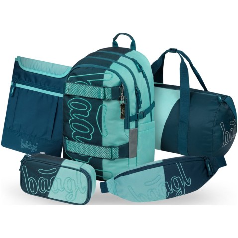 Študentský batoh Baagl Skate Petrol 5dielny set