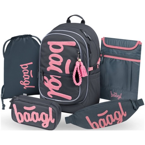 Školský set Baagl Core Logo ružový 5dielny