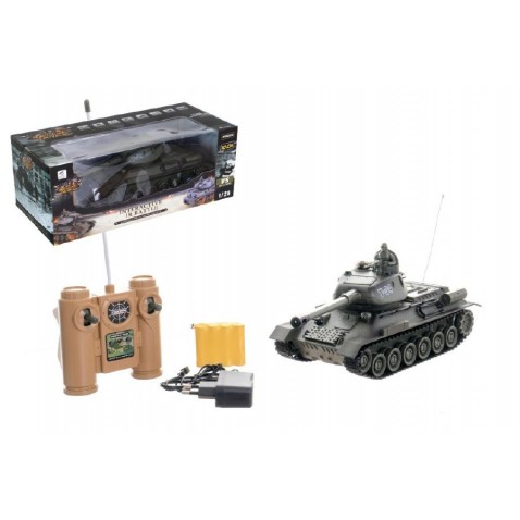 Tank RC plast 33cm T-34 27MHz na batérie + dobíjací pack so zvukom a svetlom