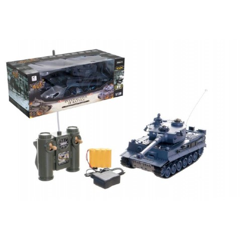 Tank RC plast 33cm TIGER Aj 27MHz na batérie + dobíjací pack so zvukom a svetlom