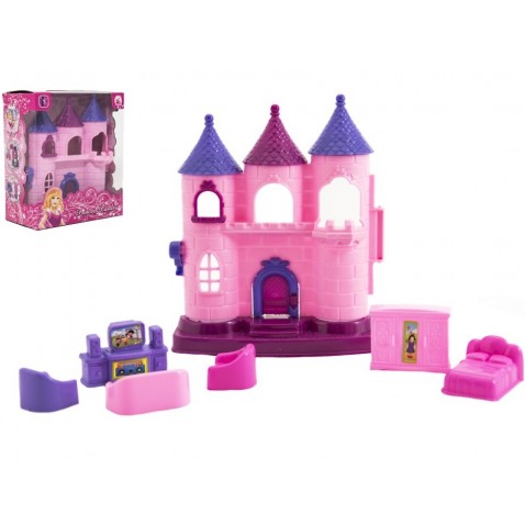 Mini domček / hrad plast 11cm s doplnkami