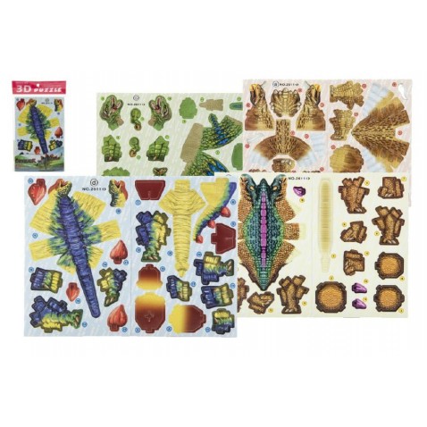 3D puzzle dinosaurus skladačka papierové 4 druhy