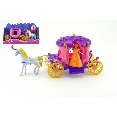 Kôň s kočiarom + bábika plast 40cm