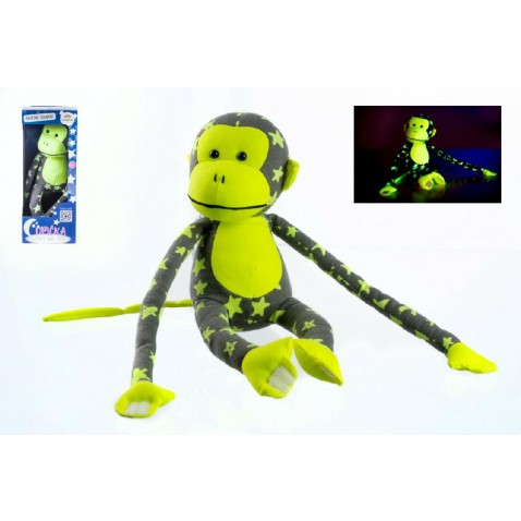 Opica svietiaca v tme plyš 45x14cm šedá/žltá