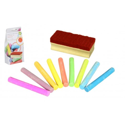 Kriedy farebné na tabuľu 12 ks + hubka