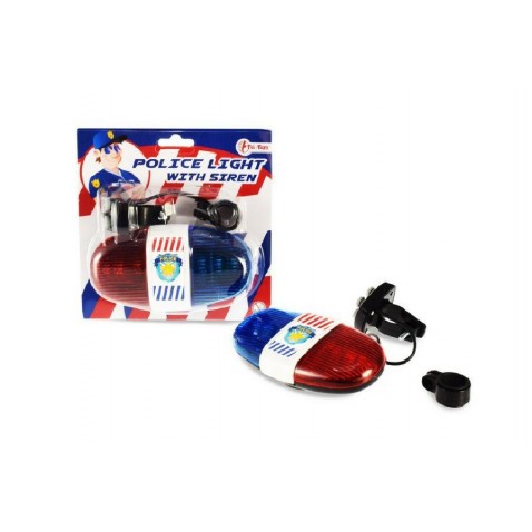 Policajné svetlo na bicykel 13cm na batérie so zvukom