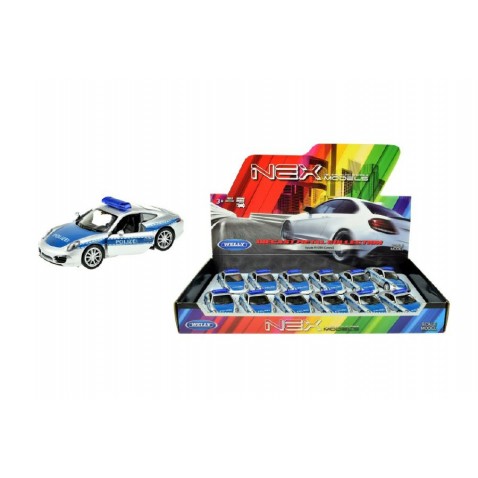Auto Welly policia Porsche 911(991) Carrera S kov/ 12cm