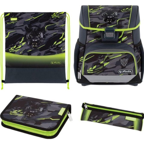 Školská aktovka Herlitz Loop Wild Panther – 4-dielny set