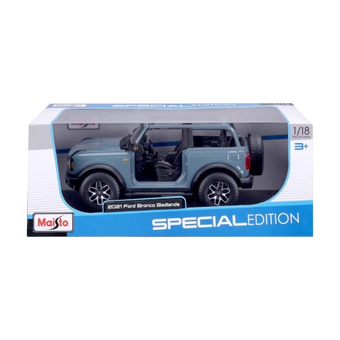 Maisto - 2021 Ford Bronco Badlands (bez dverí), modrá, 1:18