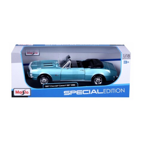 Maisto - 1967 CHEVROLET CAMARO SS 396 CONVERTIBLE, metalická tyrkysová, 1:18