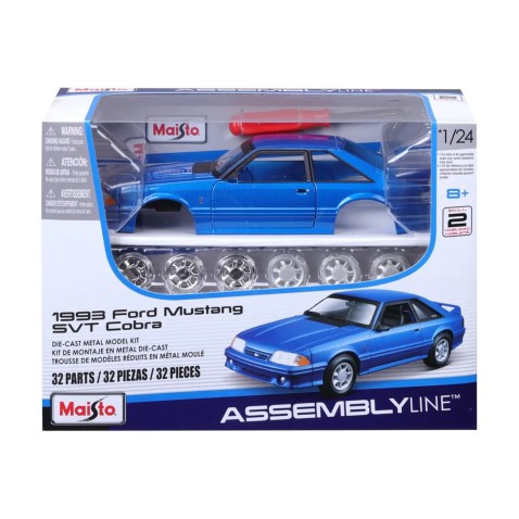 Maisto - 1993 Ford Mustang SVT Cobra, metalická modrá, assembly line, 1:24