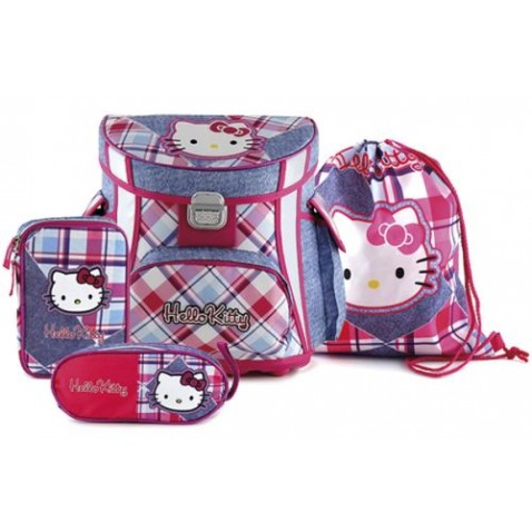 Školská aktovka Hello Kitty modrá 4 dielny set