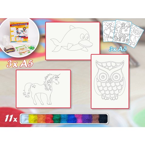 Základná sada ZVIERATOK I - Farebné pieskovanie obrázkov Variant: A5