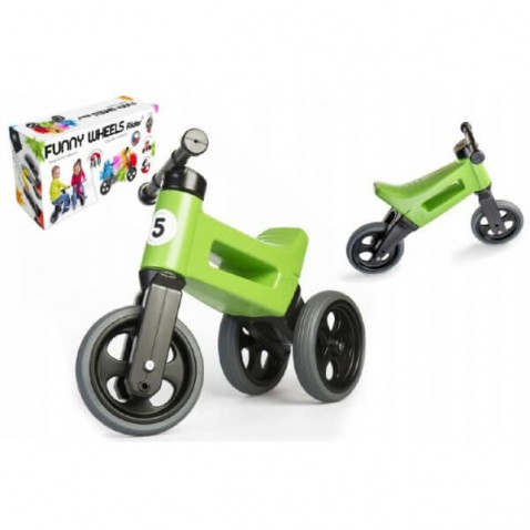 Odrážadlo zelené FUNNY WHEELS 2v1 výška sedadla nastaviteľná 28 / 31cm