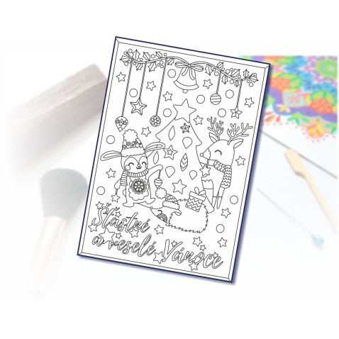 Maľovanie pieskom šablóna A4 Šťastné a veselé vianoce