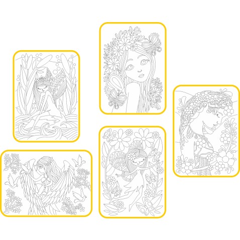 Sada strednej VÍLY A4 - Farebné pieskovanie obrázkov