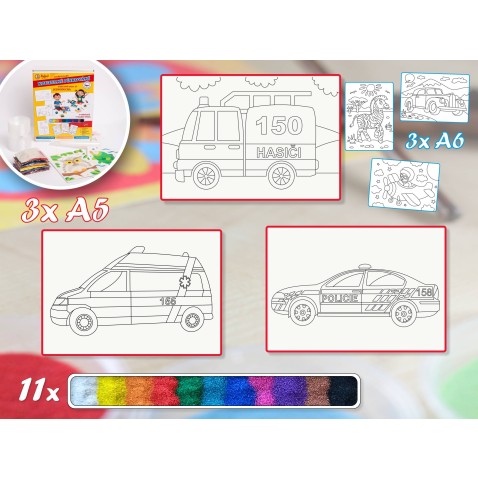 Základná sada ZÁCHRANÁRI - Farebné pieskovanie obrázkov