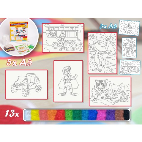 Maľovanie pieskom PRE CHLAPCOV sada stredná