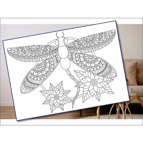 Maľovanie pieskom šablóna A4 vážka mandalka