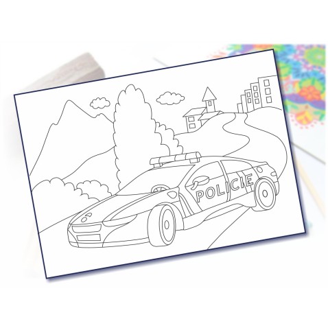 Maľovanie pieskom šablóna A4 polície v meste