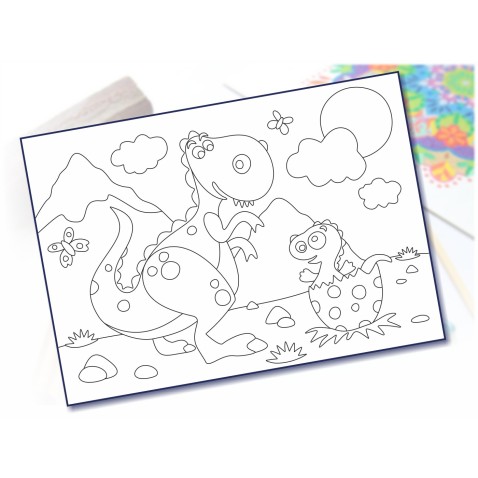 Maľovanie pieskom šablóna A4 dino vo vajíčku