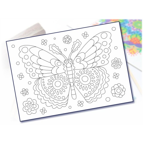 Pieskovanie pre deti šablóna A4 kvetinový motýľ